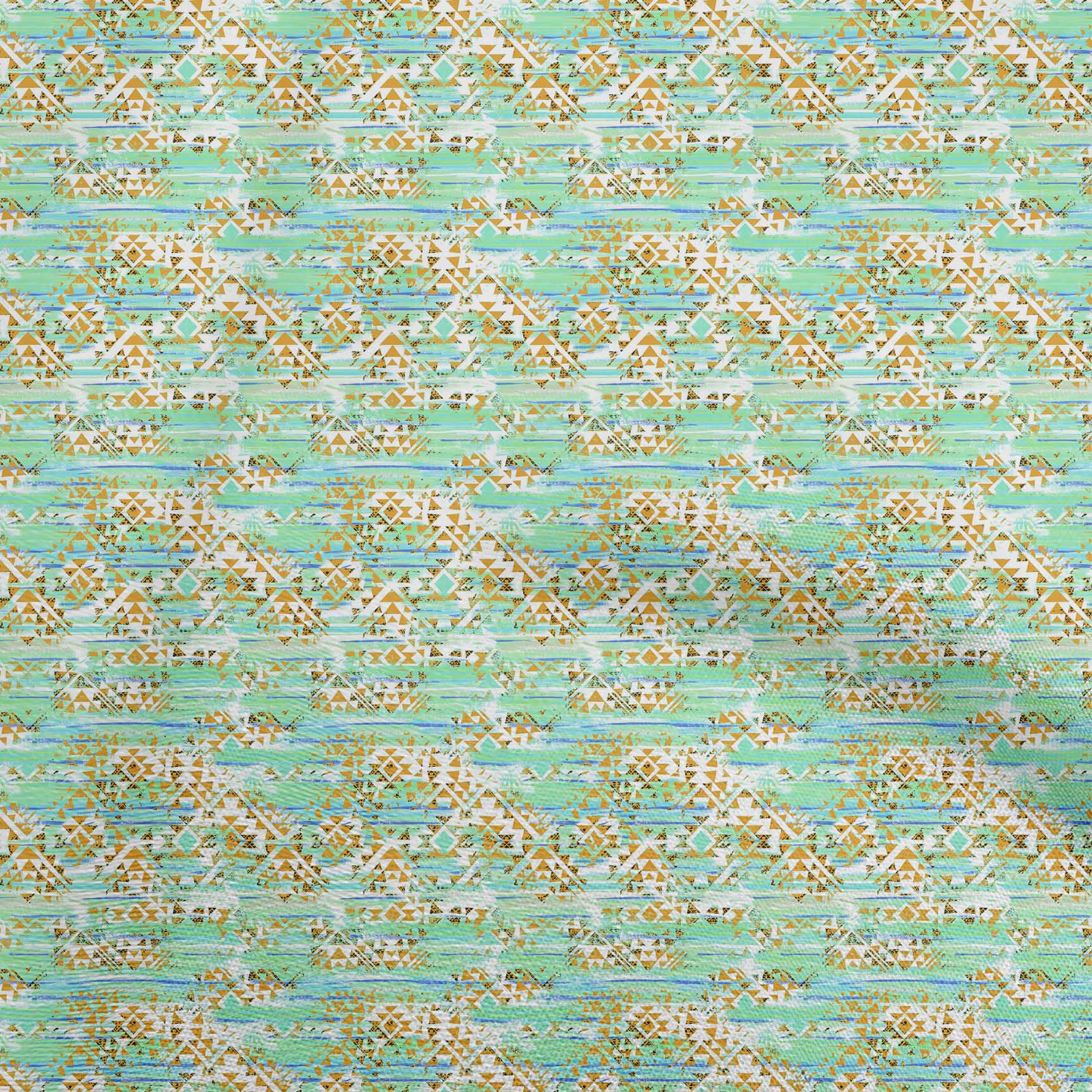 

oneOone Cotton Flex Blue Fabric Tribal Craft Projects Decor Fabric Printed By The Yard 40 Inch 42 Inch Wide - Viscose Chiffon жовтий