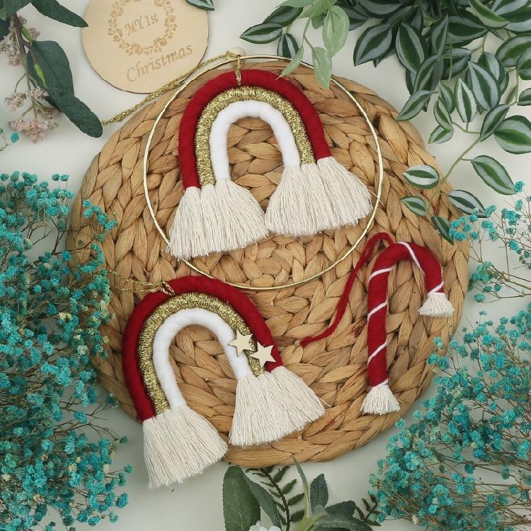 Macrame Rainbow Wall Hanging For Kids Room Decor Christmas Ornament Wall Hanging