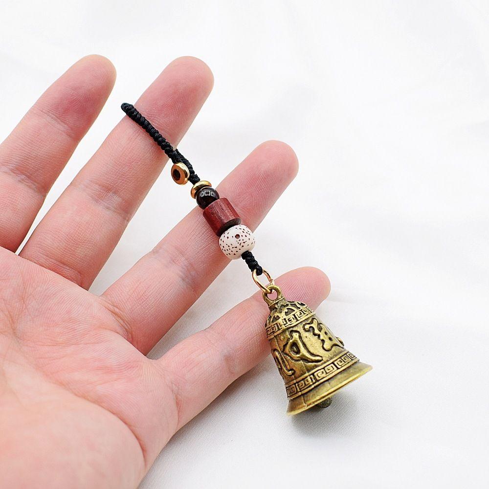 Rope Keychain Lanyard Keyring Chinese Style Vintage Six-word Mantra Bell Keychains Tibetan Buddhism