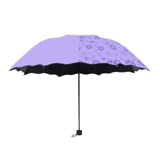 Water-Reactive Folding Umbrella with Wavy Edge Flowers Appear When Rained