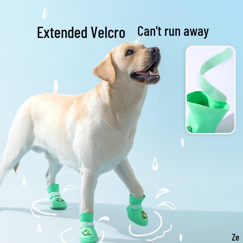 Durable Waterproof Silicone Non-Slip Dog Rain Boots for Large Dogs - Cartoon Design