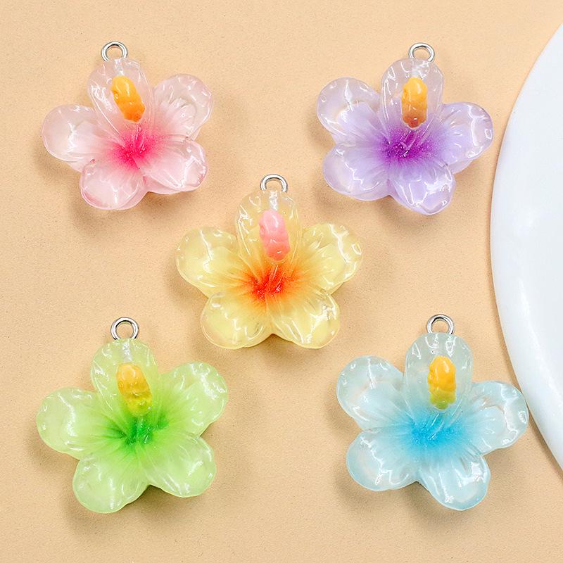 DIY Resin Plant Charm: Transparent Lotus & Cherry Blossom Five-Petal Flower Pendants