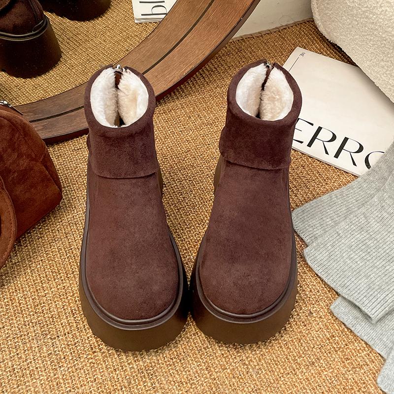 Platform Heels Women Snow Boots Comfort Height Increase Keep Warm Cotton Short Booties Winter Women's Plush Shoes