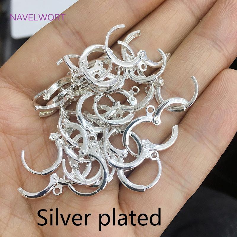 

Brass Metal French Hoop Earring Clasps Fittings 14K Gold Plated Ear Setting Base Finding Women Fashion Jewellery Making Supplies 11.6 mm - 10 pieces
