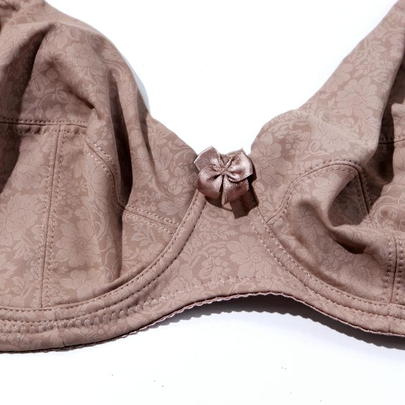 Women French Popular Sexy Bras Full Cup Bow Thin Uplift Bra Print Daily with Wire 3 Hooks Comfortable Lingerie