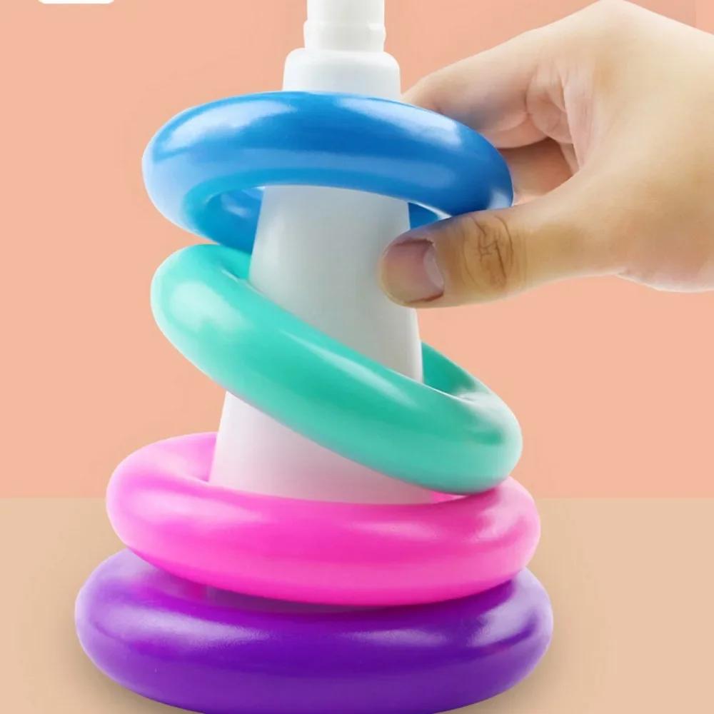 Bebek Montessori Oyuncak Yuvarlanan Top Kulesi Gökkuşağı İstifleme Halkaları Eğitici Gelişim Oyunları Raylı Bulmaca Halka Oyuncakları Çocuklar İçin