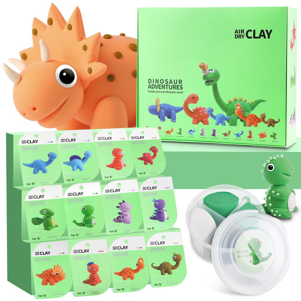 Air Dry Clay Kit Creative Kids Modeling Clay Gift Kits with Tools Super Light DIY Soft Clay Toys for Girls Boys Animal Theme