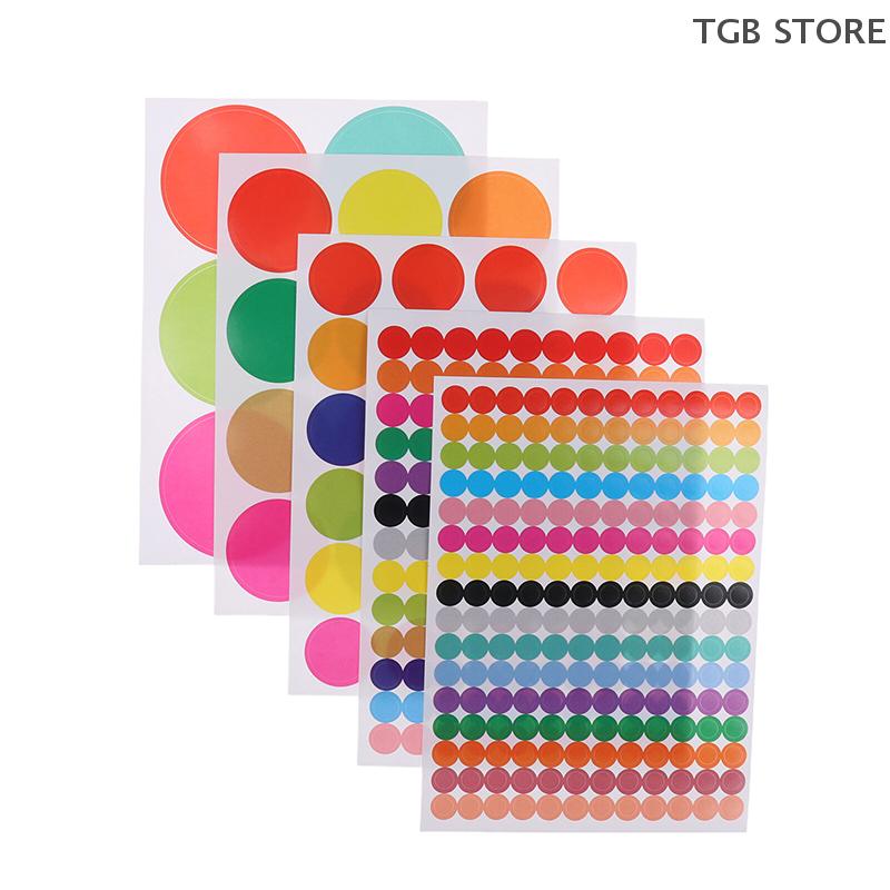 10Sheets Polka Circle Marking Sticker Colored Dot Stickers Diary Decoration Office Classroom Party Decoration