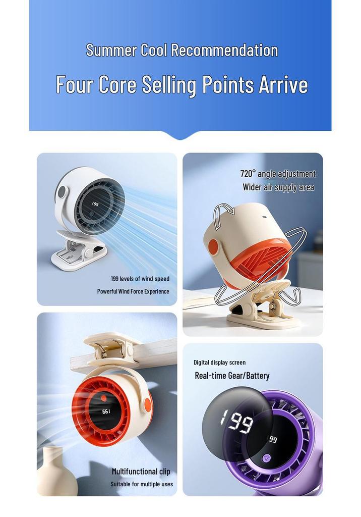 Adjustable Desk Clip Fan - Powerful Wind for Office, Dorm, or Bedside Use