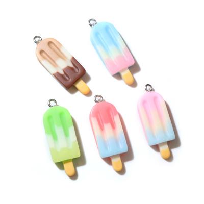 10PCS 15x40mm Mix Gradient Color Ice Cream Charms Resin Simulated Food Pendant For Woman Making Jewelry DIY Accessories