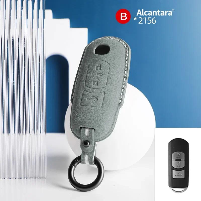 Interior Mouldings Alcantara Suede Car Key Case Cover For Mazda CX50 CX60 CX90 2 3 5 6 CX3 CX5 CX7 CX9 CX8 Keychain Remote Prote