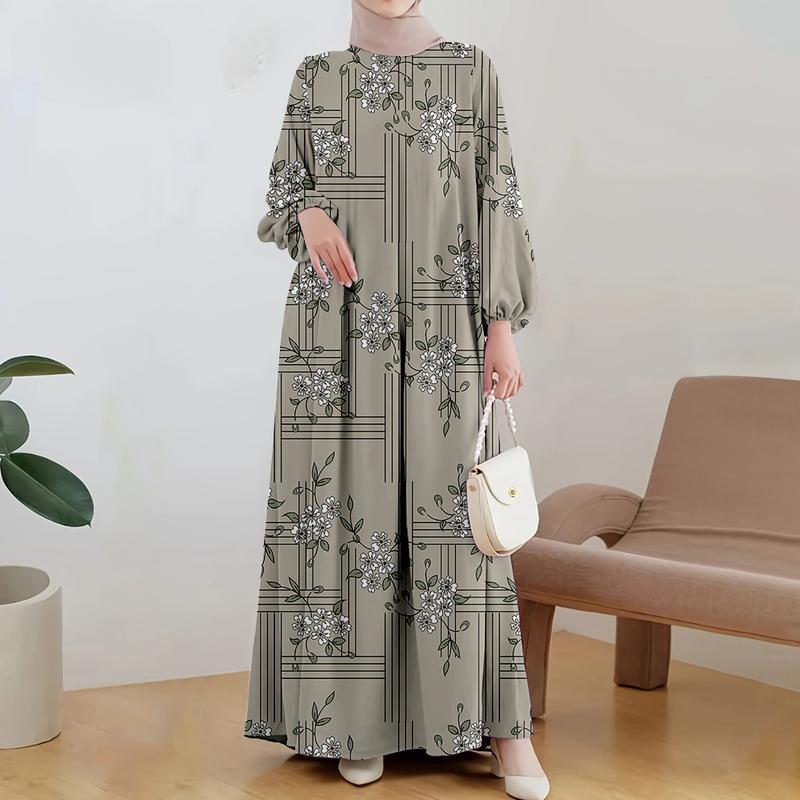 

Женские платья на Рамадан, повседневная праздничная мода, мусульманские платья, цветочные принты, элегантные, больших размеров, платья с длинным рукавом, новинки 2025 года, подходят для 2XL