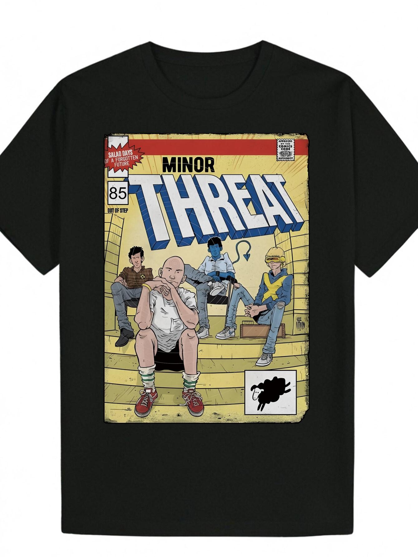Crew Neck T-shirt -  Minor Threat  Comic Book Design XXXL