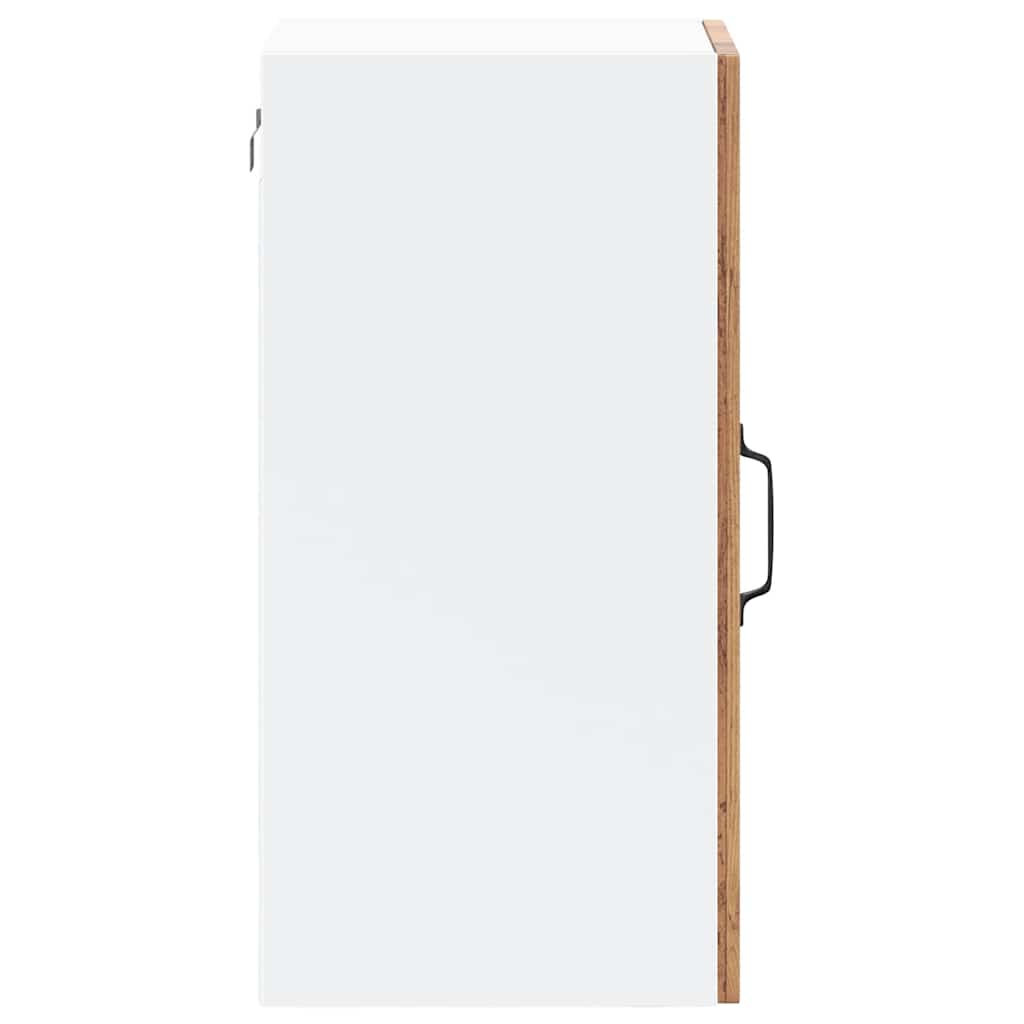 Wall Mounted Kitchen Cabinet with Glass Door Lucca Vintage Wood Look