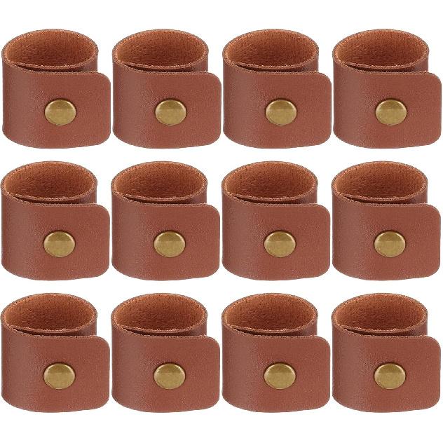 PATIKIL Napkin Rings, 12 Pcs Leather Napkin Rings Rustic Holder for Table Decor Thanksgiving Farmhouse Wedding Fall Banquets Dinner Party Ornaments