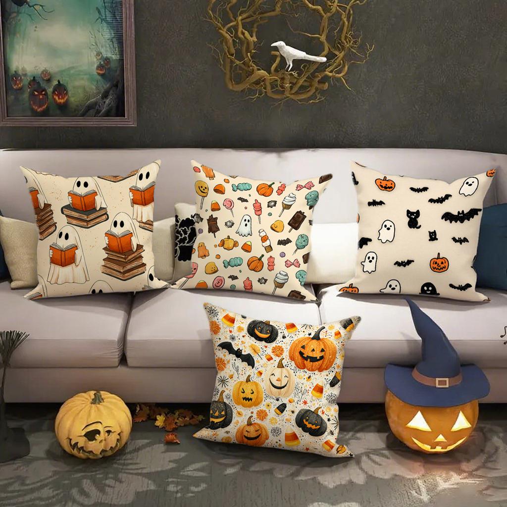 Halloween-themed Ghosts Reading PillowsSuitable for Sofa Car Bedroom Decorative Cushion Cover Pillow Cover