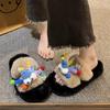Sandals Size Cute Cartoon Fur Slippers Women Autumn Winter New Outdoor Wear Office Indoor Cotton Slippers