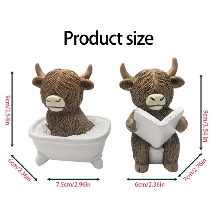 Creative Resin Animal Figurine Toilet Seat Cow Statue Sculpture Decorative Accent For Bathroom Counter top Display