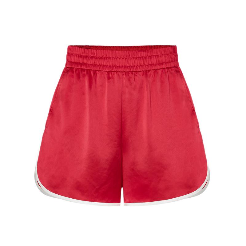 MO&Co. Women's Acetate Blend Contrast Trim Casual Shorts