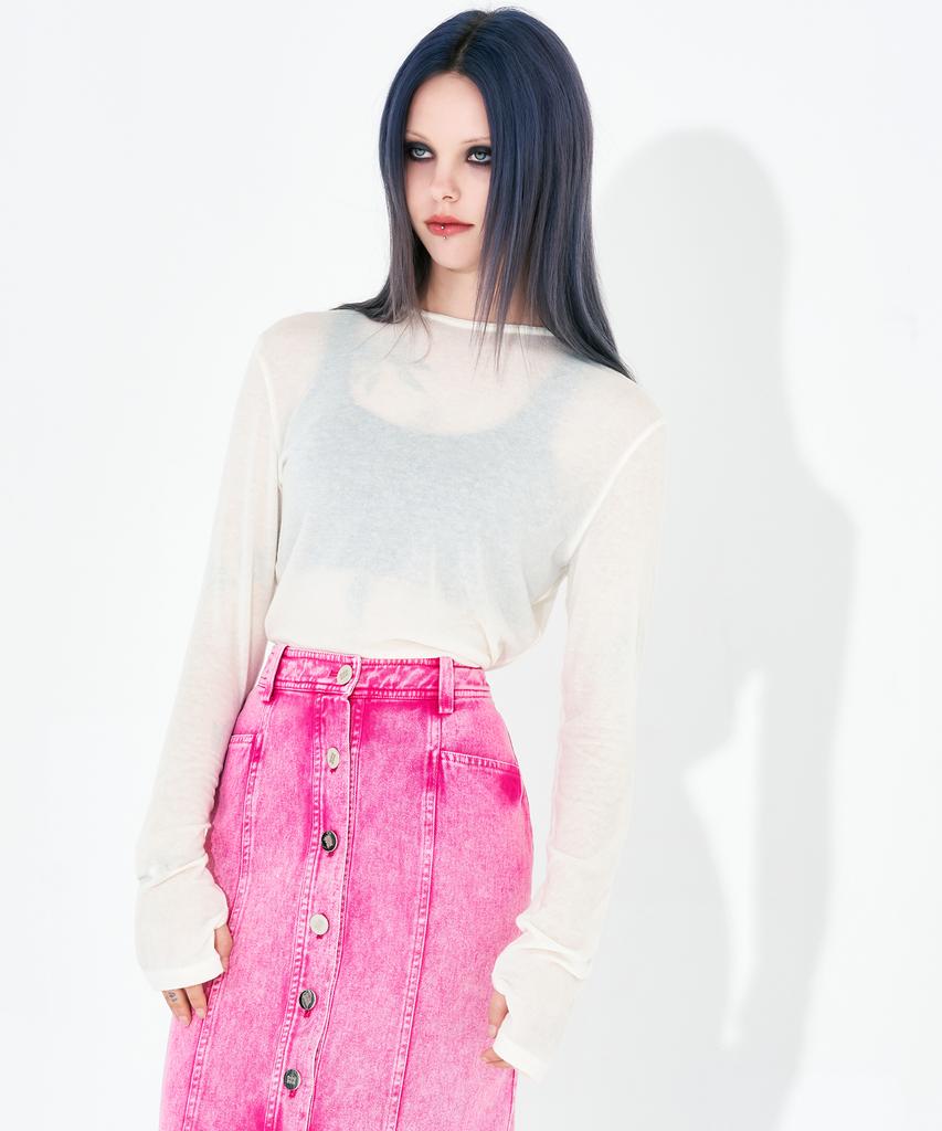 Wordog Vintage Washed Denim Long Skirt