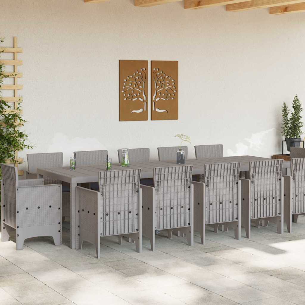 Garden Dining Set with Cushions Light Gray and Anthracite