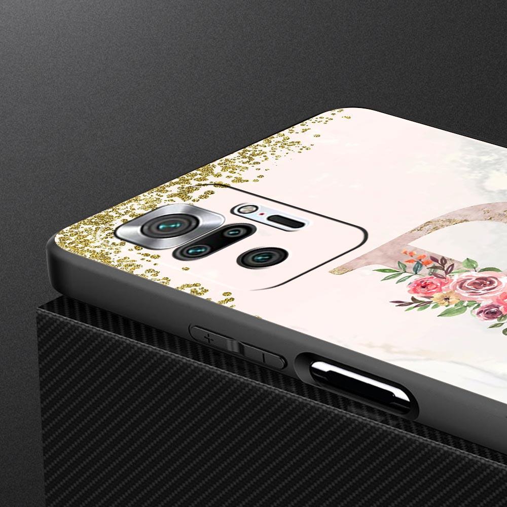 Flowers Letter Phone Case For Xiaomi Redmi Note 14 13 5G 10 11 12 Pro Plus 4G 14C 13C 12C 10C Black Cover