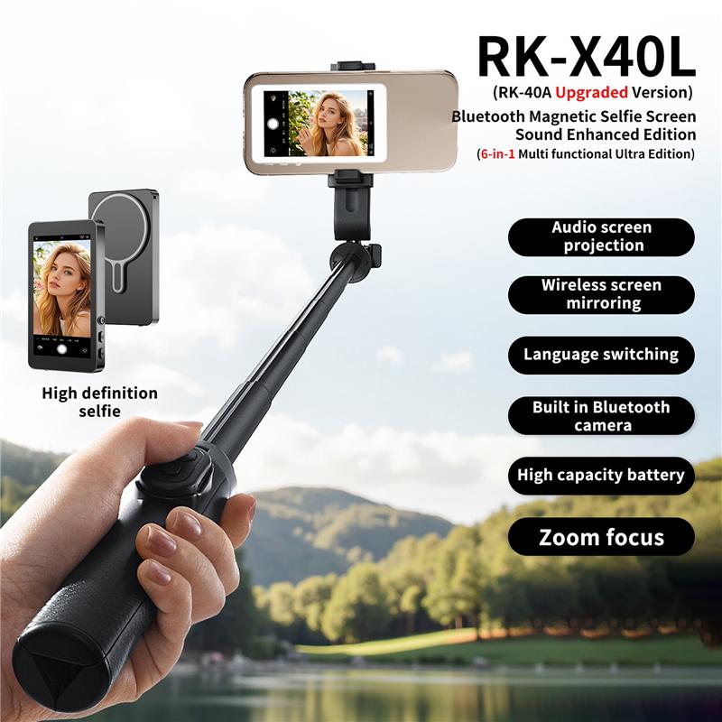 Upgraded X40L Magnetic Phone Vlog Selfie Monitor Screen for Phone Rear Camera for Selfie Rear Camera Compatible for Smartphone