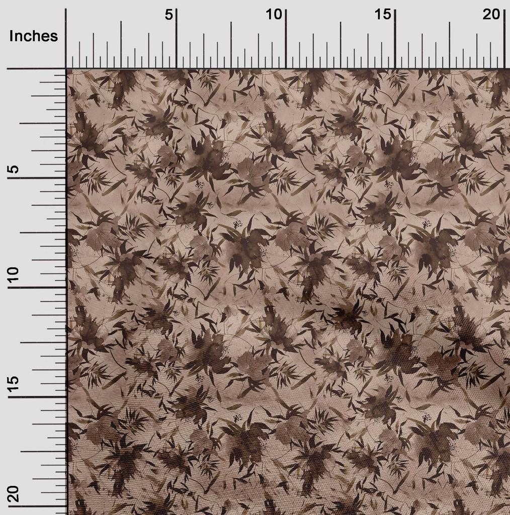 oneOone Cotton Poplin Brown Fabric Abstract Floral Diy Clothing Quilting Fabric Print Fabric By Yard 42 Inch
