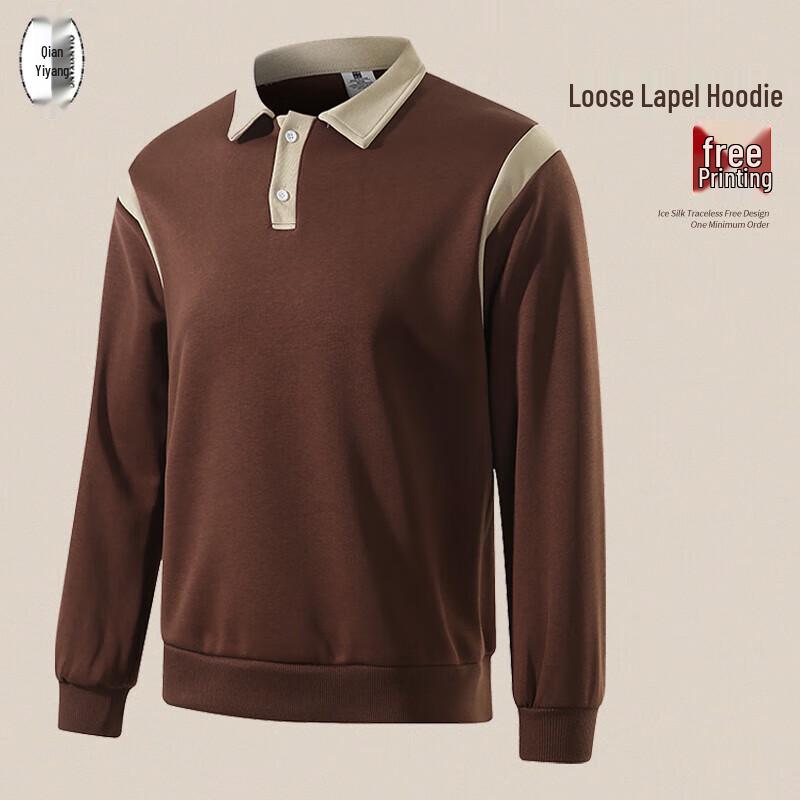 Qian Yi Yang Unisex Autumn/Winter Long-Sleeve Lapel Work Sweatshirt 2XL