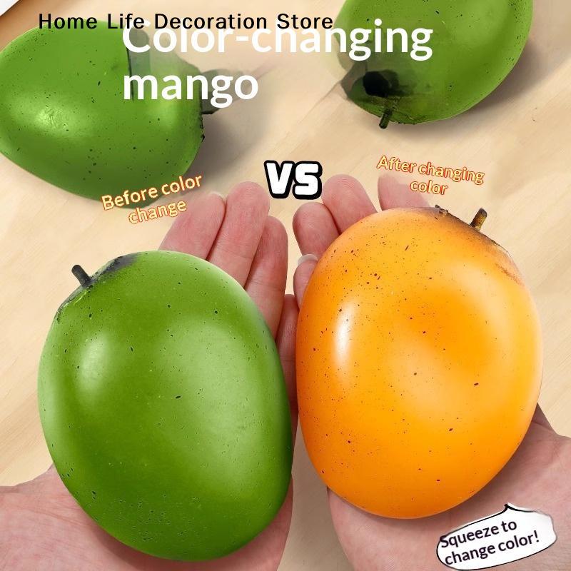 H1Pcs Colorchanging Mango Squeeze Ball Mango Stress Ball ASMR Sensory Anti Stress Fidget Toys For Kids & Adults
