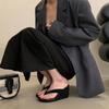 Aneikeh Mode Sommer Zehentrenner Plateau Keilabsatz Damen Hausschuhe Dicke Hohe Absätze Strand Flip-Flops Rutschschuhe