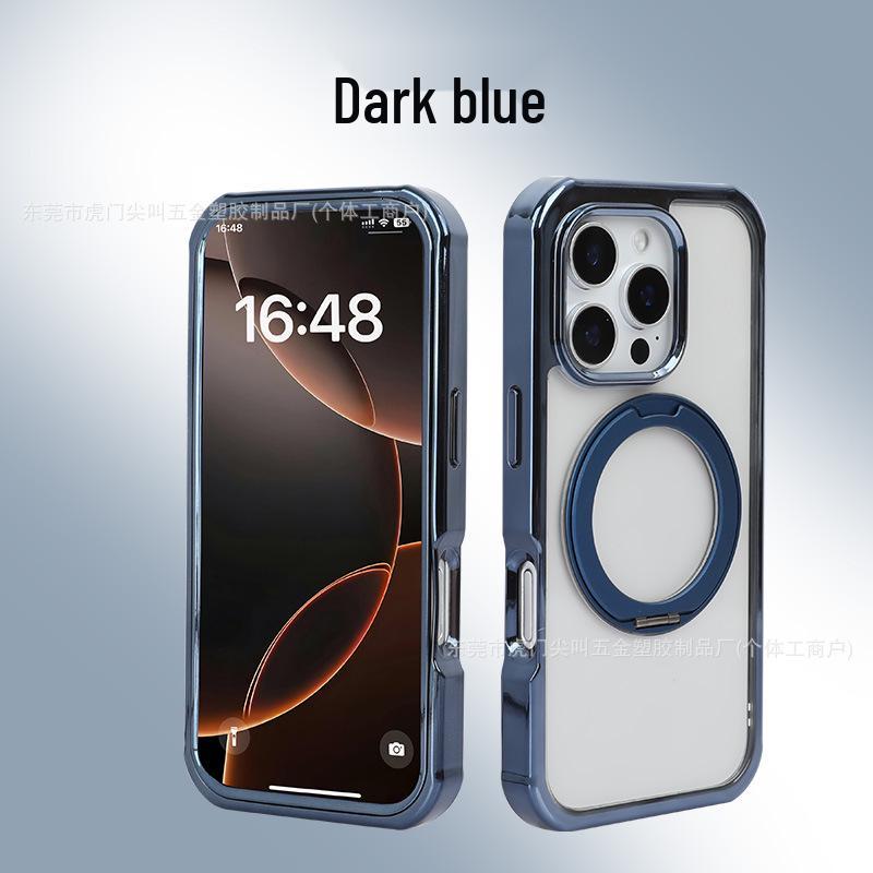 Apple 16 Pro Max Magnetic Rotating Stand Electroplated Anti-drop Case 360-degree Rotating Stand Custom