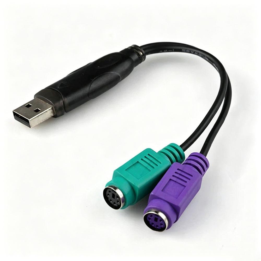 1PCS USB Male to Dual 6Pin PS2 Female Y‑Splitter Cable 10cm Plug & Play Converter Adapter for PS2 Keyboard Mouse Scanner Device