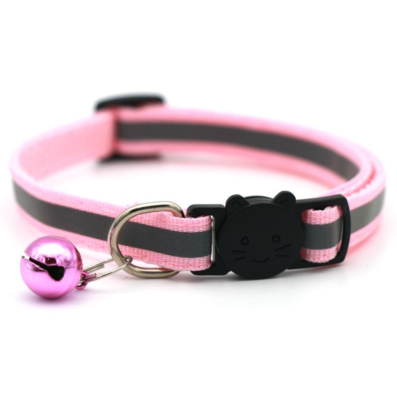 Pet Round Ear Cat Buckle Reflective Cat Head Safety Buckle Split Cat Dog Bell Necklace