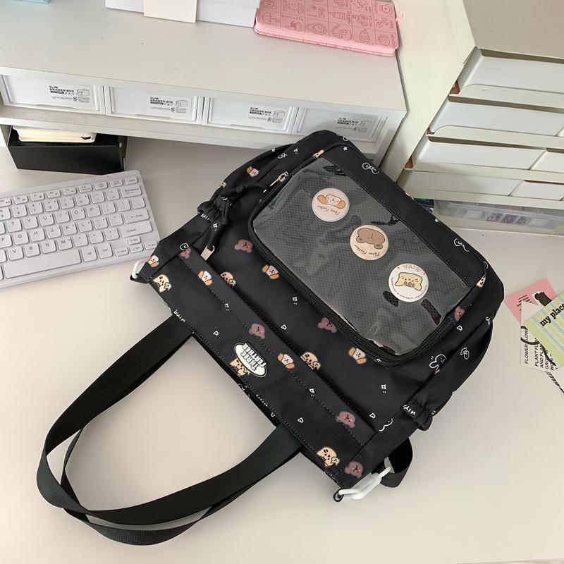 Прозрачная большая вместительная сумка-тоут женская сумка через плечо с мультяшным — фото 11