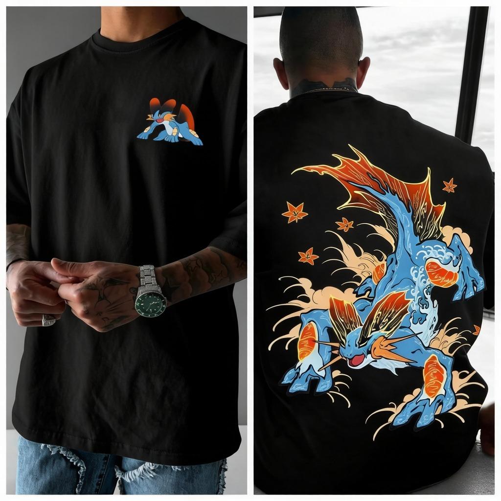 Animated Product Pattern Printed T-shirt for Men and Women Summer Cotton Street Fashion Brand Top