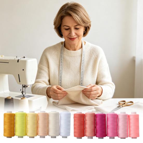Thread for Manual Crafting 6 Colors Sewing Set, Polyester Craft Spools, Fade-Resistant Supplies Hemming Yarn Hand Embroidery, Quilting, Machine