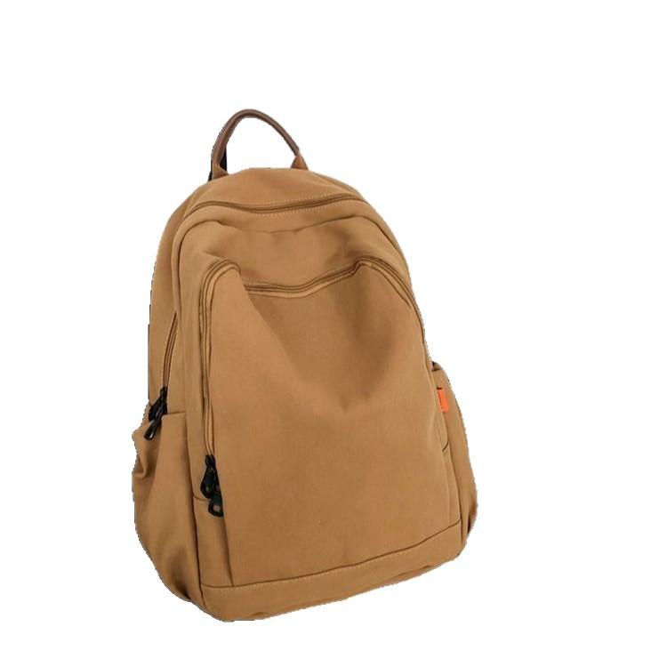 Schoolbag New Korean Version Solid Color Backpack Versatile Large Capacity Schoolbag Female College Student Leisure Travel Outdoor Backpack Men and 