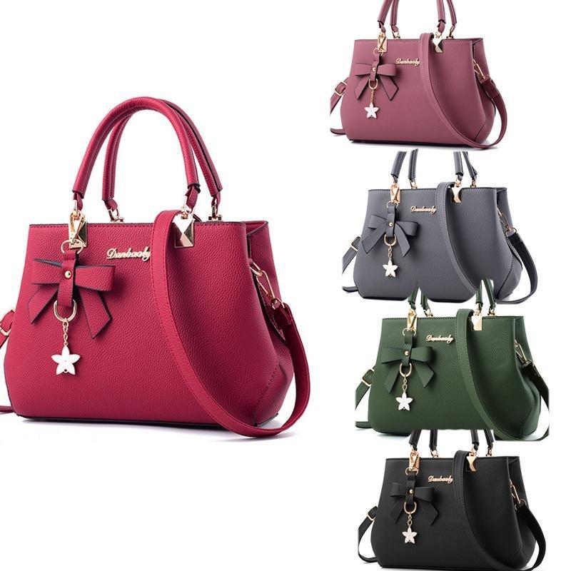New Shoulder Bags Women Vintage Bowknot Star Pendant Handbag Casual Women Messenger Leather Large Capacity Bags