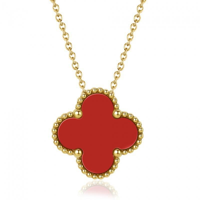 15MM Double-sided Titanium Steel Four-leaf Clover Necklace Female Simple Fashion Clavicle Chain Necklace