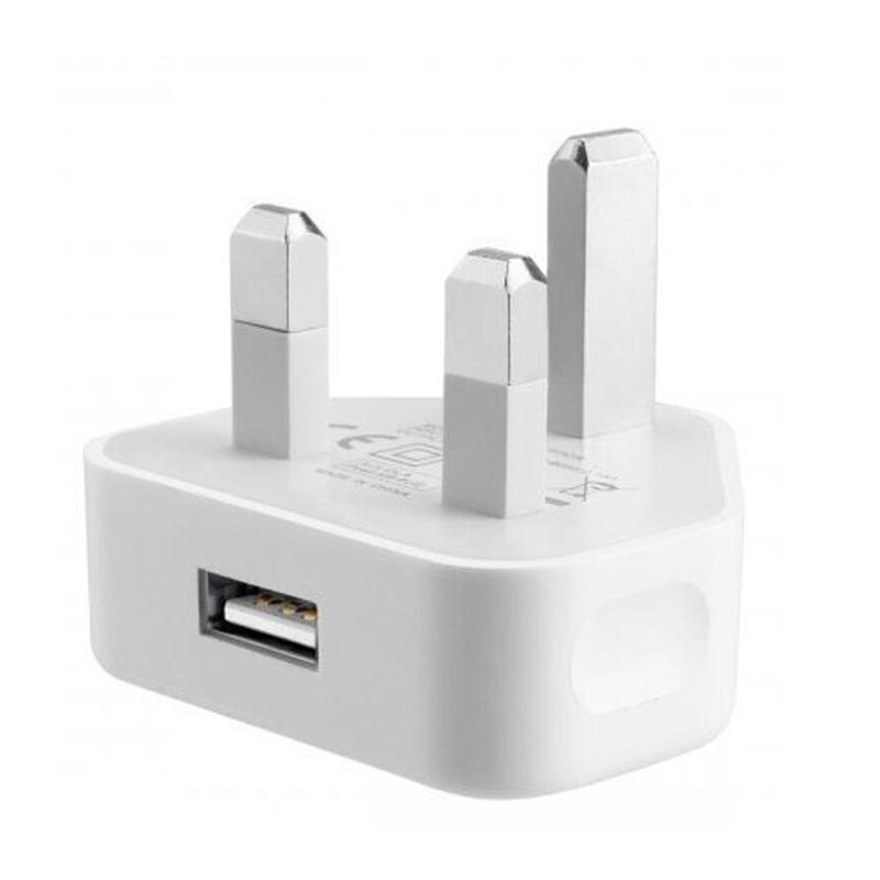 

Mains 3 Pin Plug Usb Adaptor Wall Charger Travel Charging Cable For Iphone Samsung білий