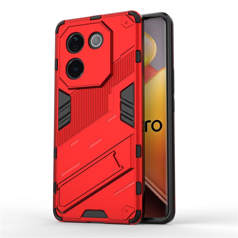 For Vivo T3 Pro Lite Punk Armor Shockproof Bumper Rugged Rubberized PC Fitted Kickstand Case Stand Holder Cover Shell