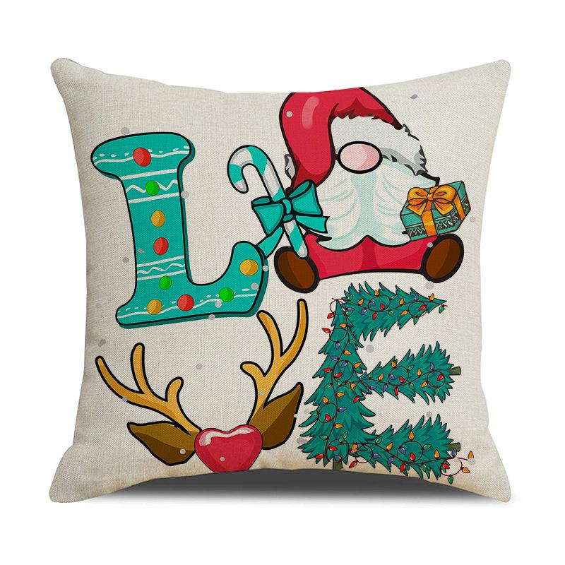 New Christmas Pillow Case Cartoon Print Pillow Linen Home Sofa Pillow Bedroom Pillow Cushion