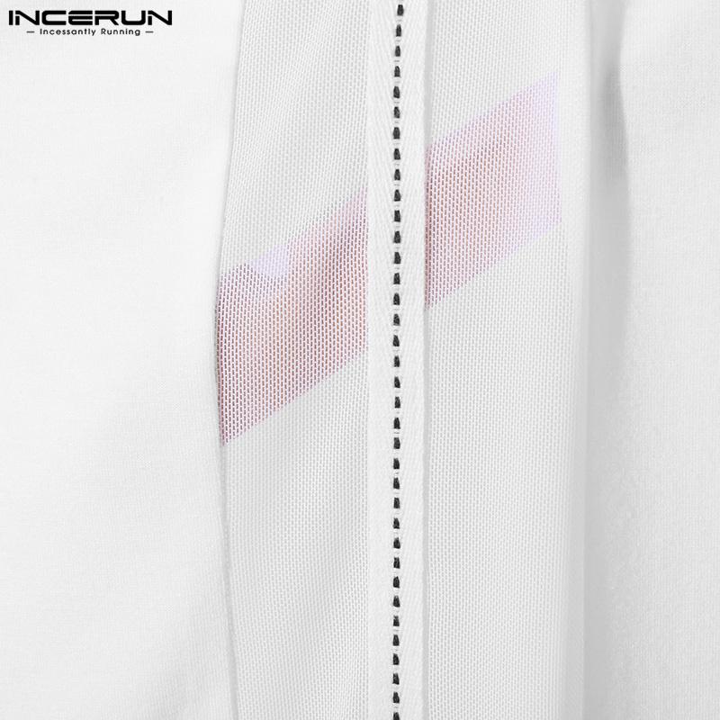 INCERUN Men Sleeveless Patchwork Mesh Sheer Tank Tops See Through Vest