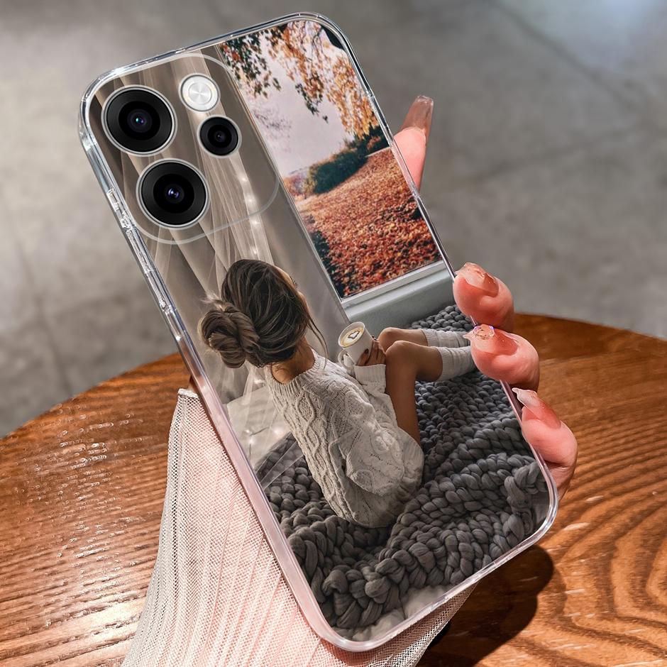 Cases For OPPO Reno15 15F 15Pro Cute Girl Love Heart Lightweight Simplicity Soft Transparent Housing For Reno 15F 15 Pro Capa