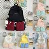 Casual Color Blocked Backpack With Letter Embroidery And Design Drawstring