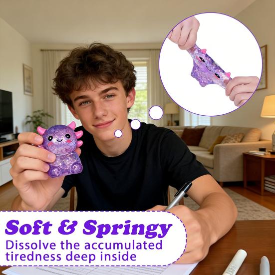 1/4Pcs Glitter Salamander Squeeze Toy Stress Relief Cartoon Salamander Sensory Toy Decompression Clear