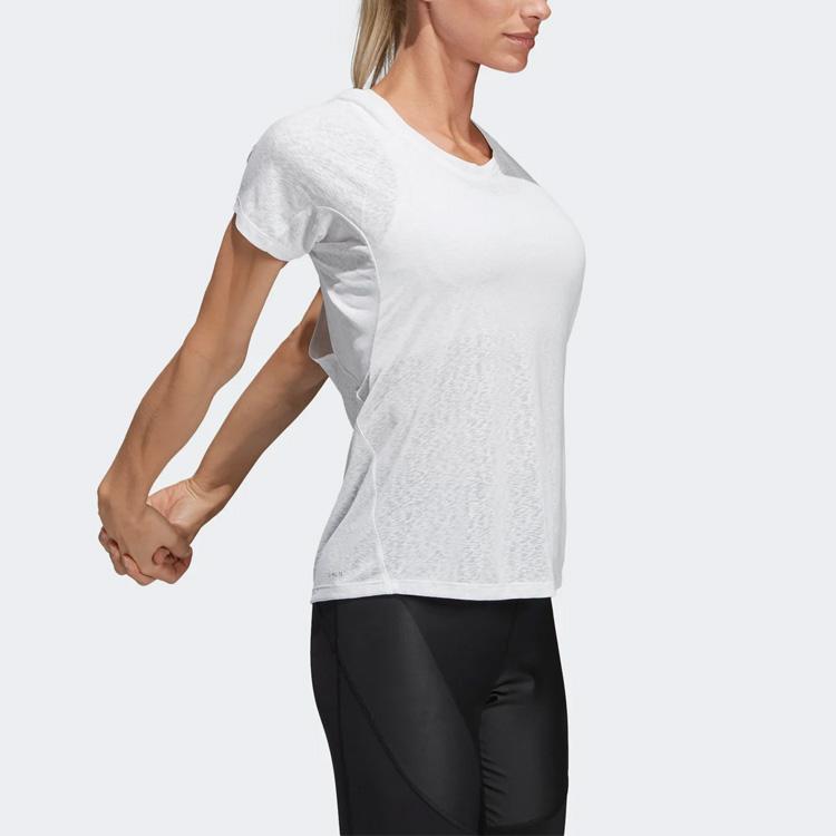 Adidas Casual Sports Running Backless Round Neck Short Sleeve T-Shirt Women Tops White DQ3142