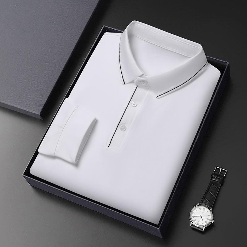 Father'S Wear Men'S Medium Loose Lapel Comfortable Casual Long Sleeve T-Shirt Polo Shirt