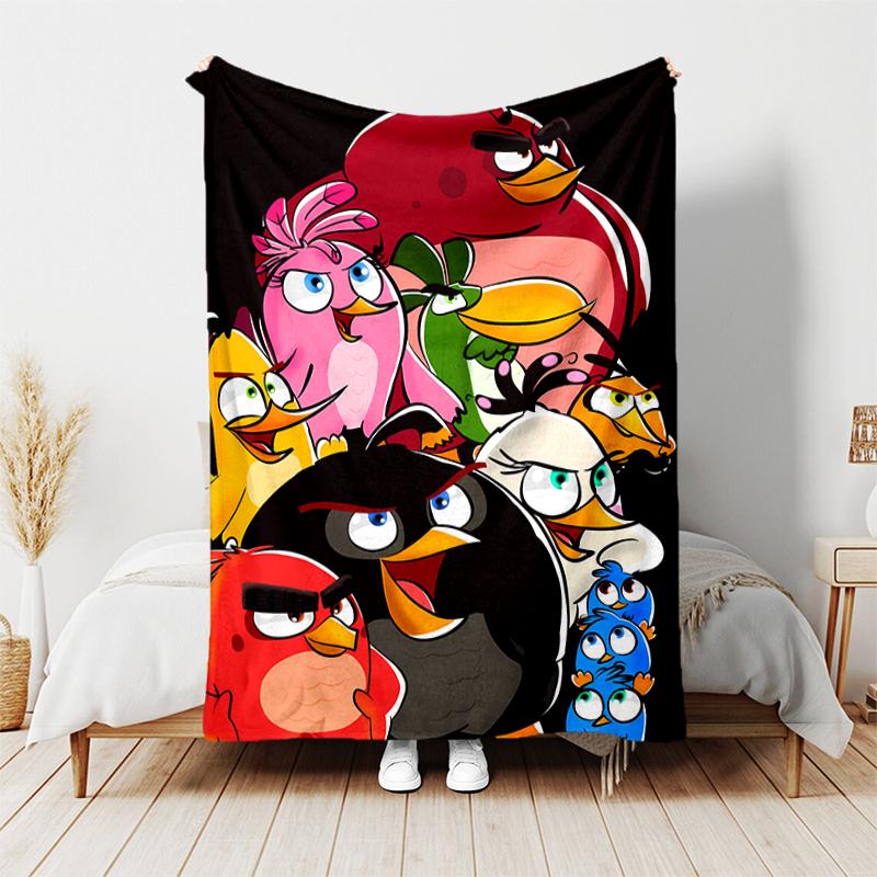 1pc Blanket angry Birds Print Design, Lightweight Blanket for Sofa, Bed- Soft &Warm, Gift for All Seasons like Christmas, Halloween